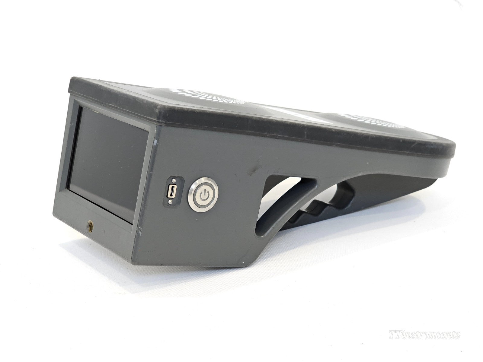 Viavi RFV-2000 antenna aligner with universal strap clamp accessory shown alongside unit
