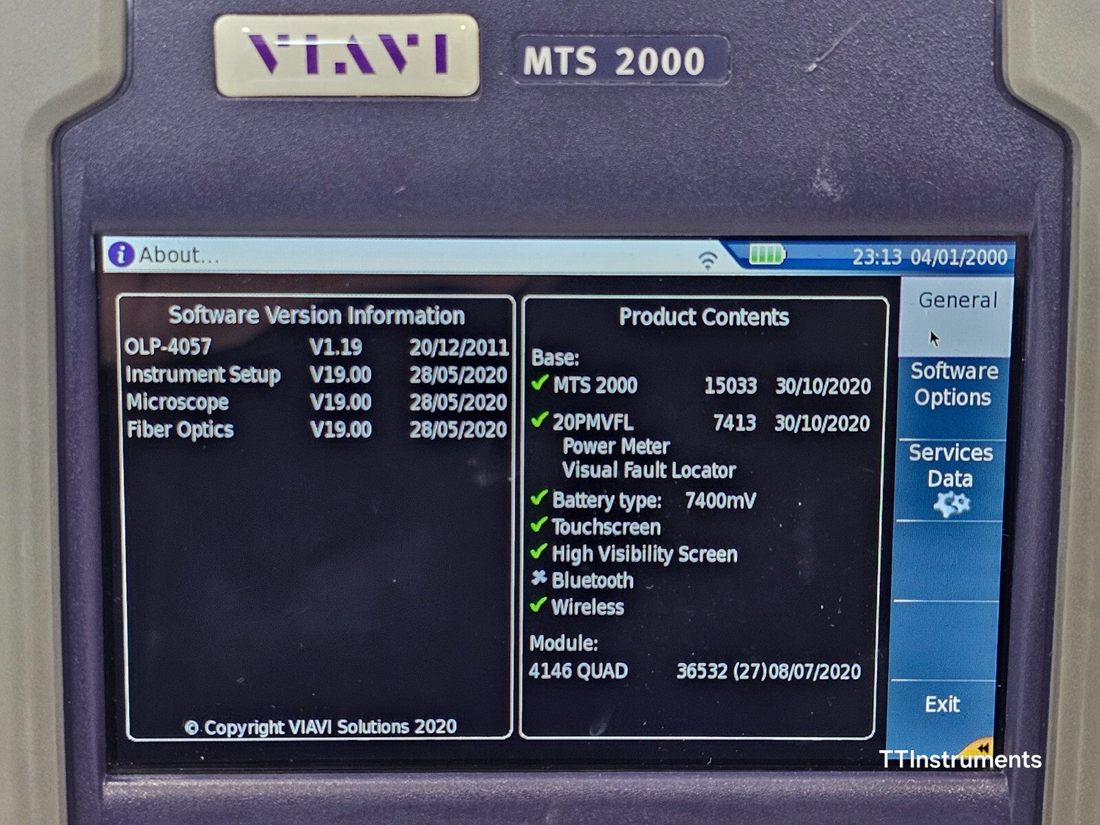 Calibrated Viavi JDSU MTS 2000 PM/VFL +4146 QUAD OTDR SM MM 850/1300 1310/1550nm