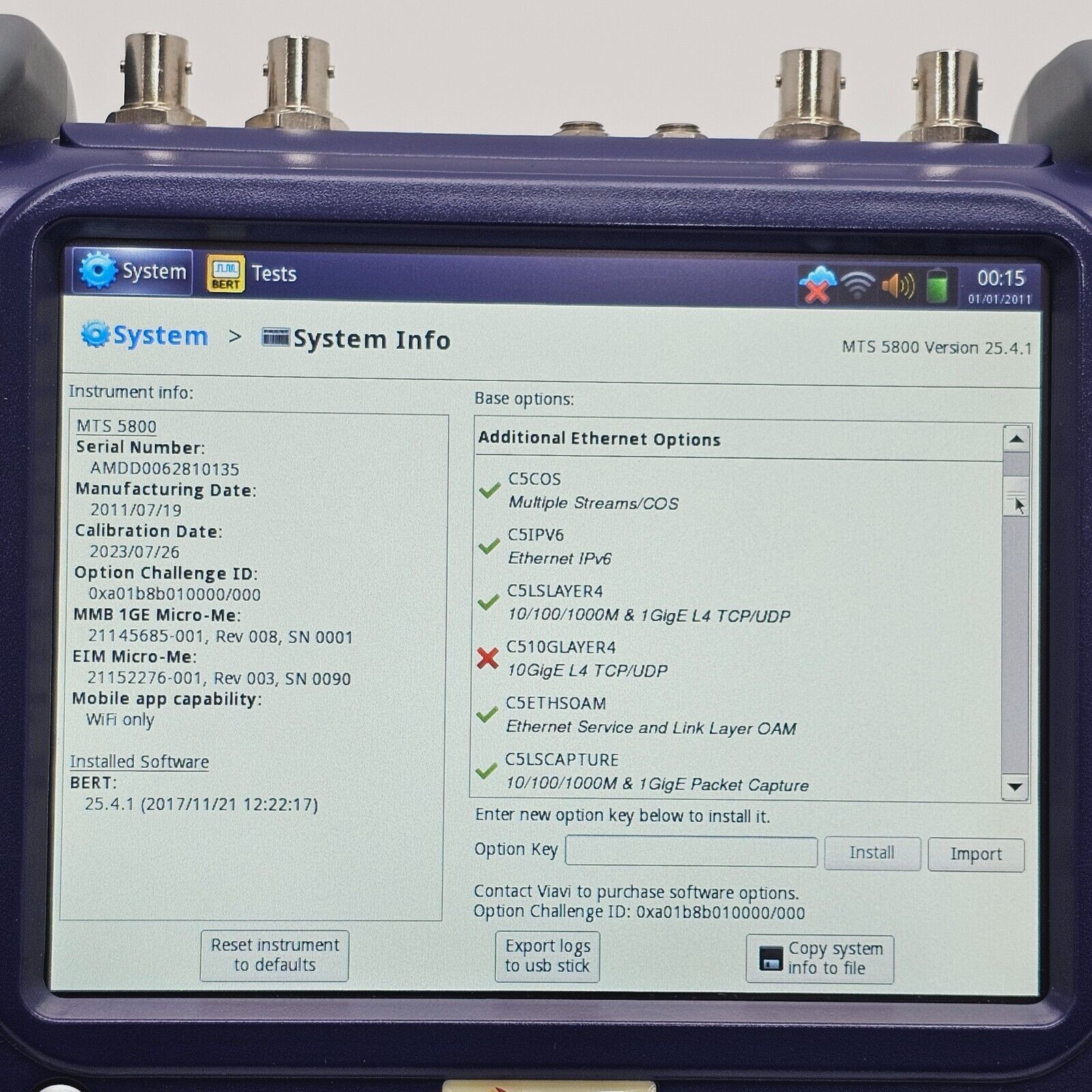Calibrated Viavi JDSU MTS 5800 w/ 5801P Network Tester LOADED with MANY Options