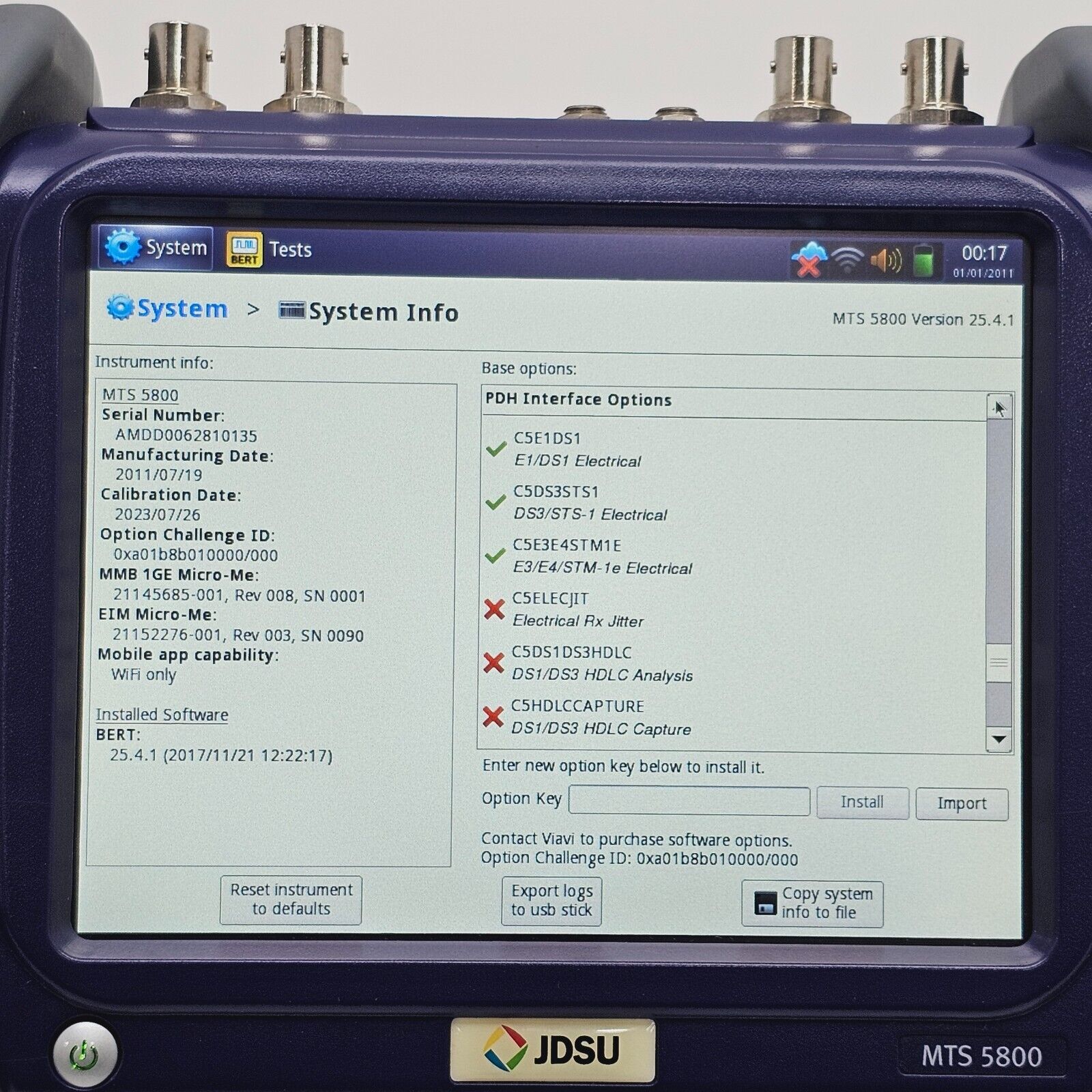 Calibrated Viavi JDSU MTS 5800 w/ 5801P Network Tester LOADED with MANY Options