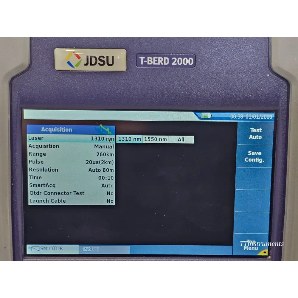 T-BERD 2000 mainframe serial number label and firmware version