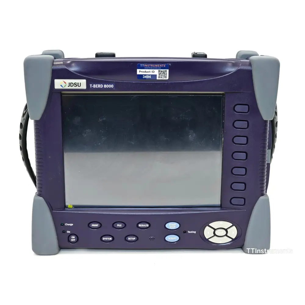 T-BERD 8000 mainframe side profile showing modular slot design and optical port connectors