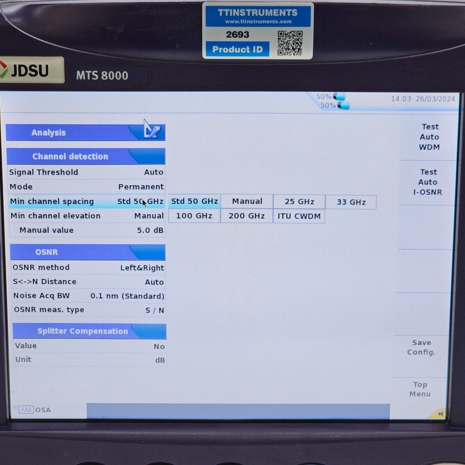 Calibrated Viavi JDSU T-Berd 8000E w/ OSA-500RS 2281/91.57 Optical DWDM Analyzer
