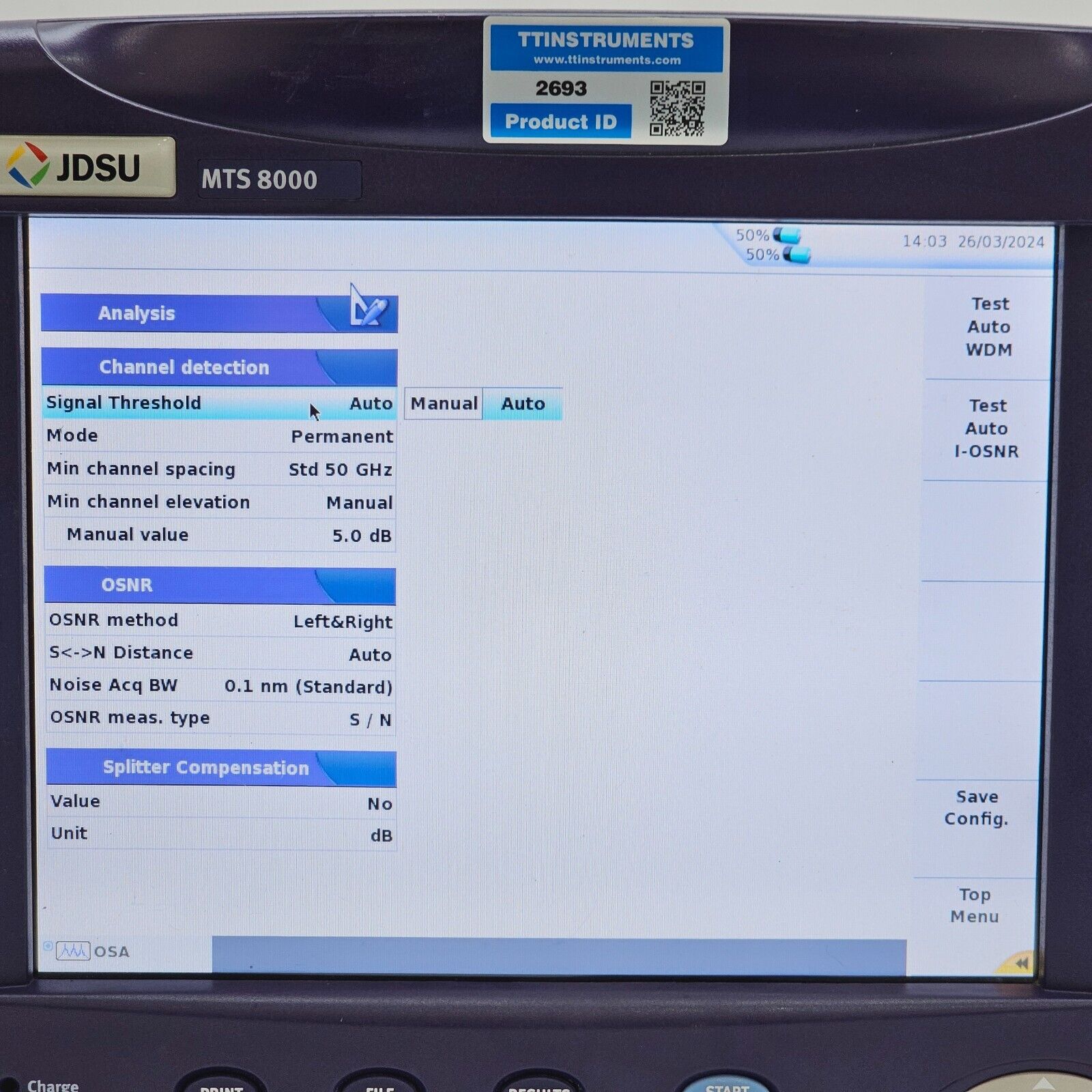 Calibrated Viavi JDSU T-Berd 8000E w/ OSA-500RS 2281/91.57 Optical DWDM Analyzer