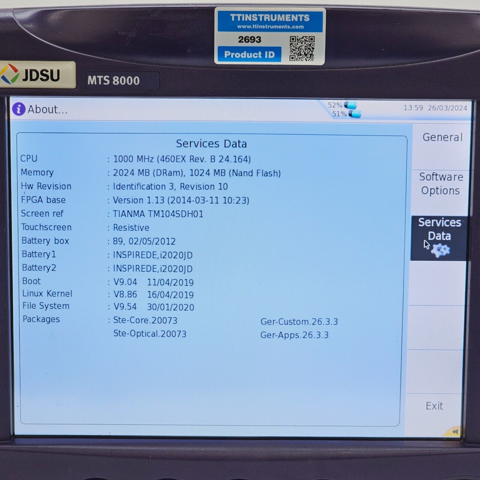 Calibrated Viavi JDSU T-Berd 8000E w/ OSA-500RS 2281/91.57 Optical DWDM Analyzer
