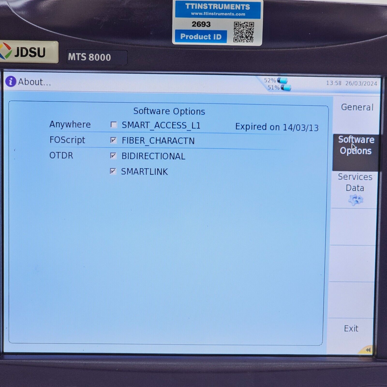 Calibrated Viavi JDSU T-Berd 8000E w/ OSA-500RS 2281/91.57 Optical DWDM Analyzer