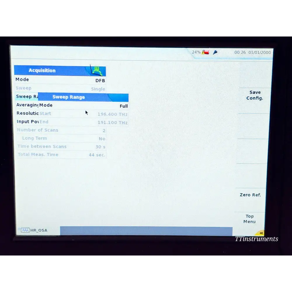 Viavi MTS 6000A V2 OSA-610 displaying OSNR per-channel measurement results table