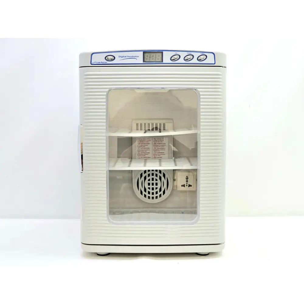 Cole-Parmer Benchmark Scientific H2200-H MyTemp Mini Digital Incubator front view with LED display panel