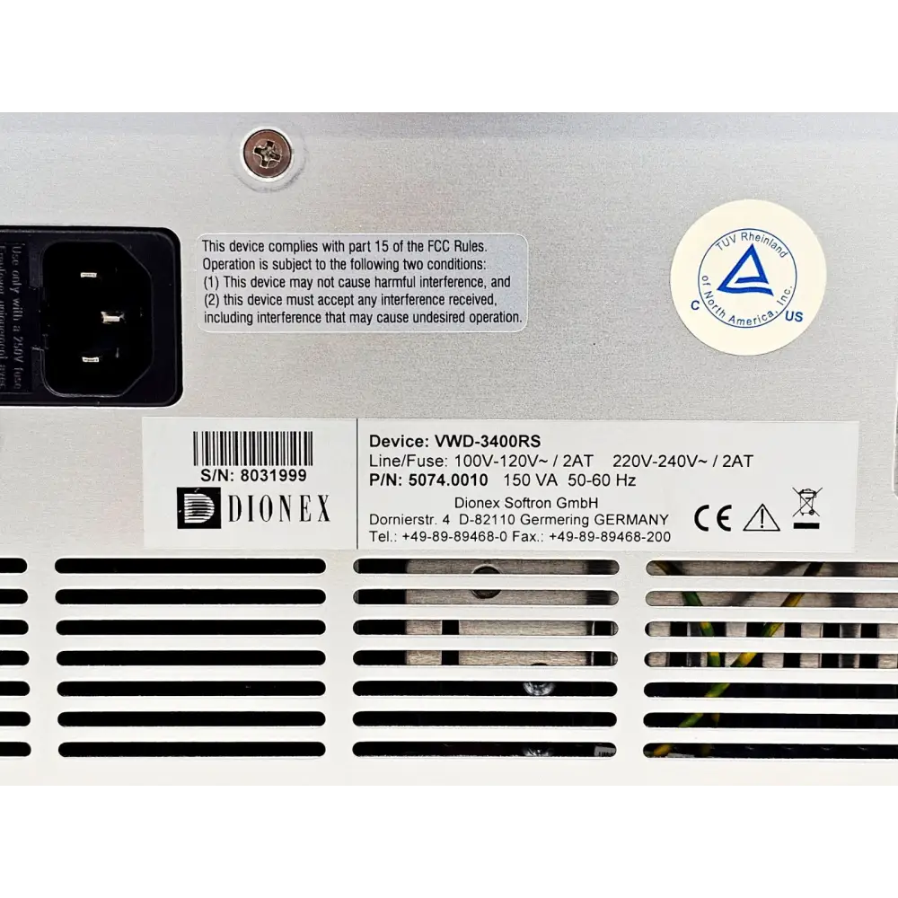 Dionex VWD-3400RS UltiMate 3000 RS Variable Wavelength Detector For UHPLC+