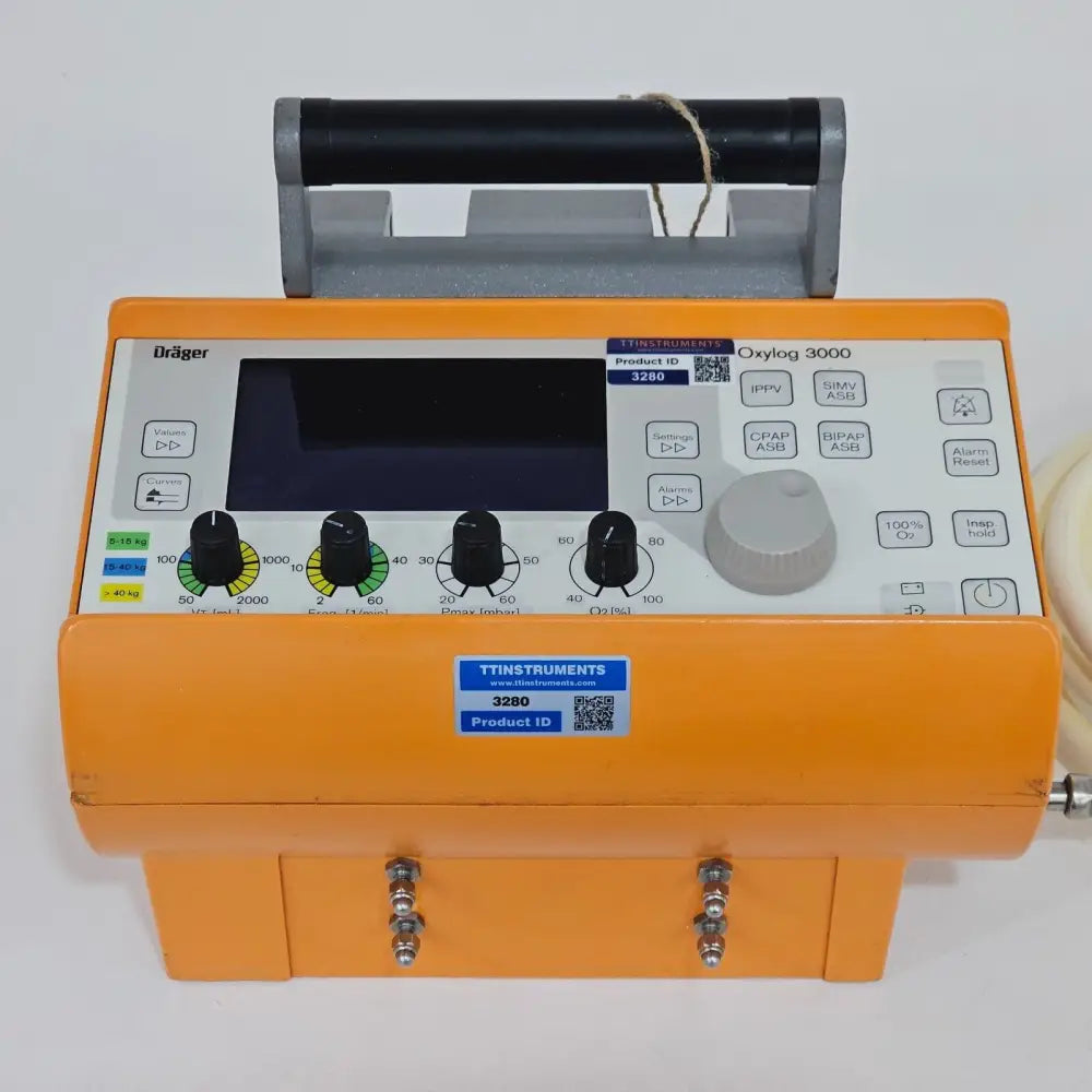 Dräger Oxylog 3000 ventilator top view showing ventilation mode controls and knobs