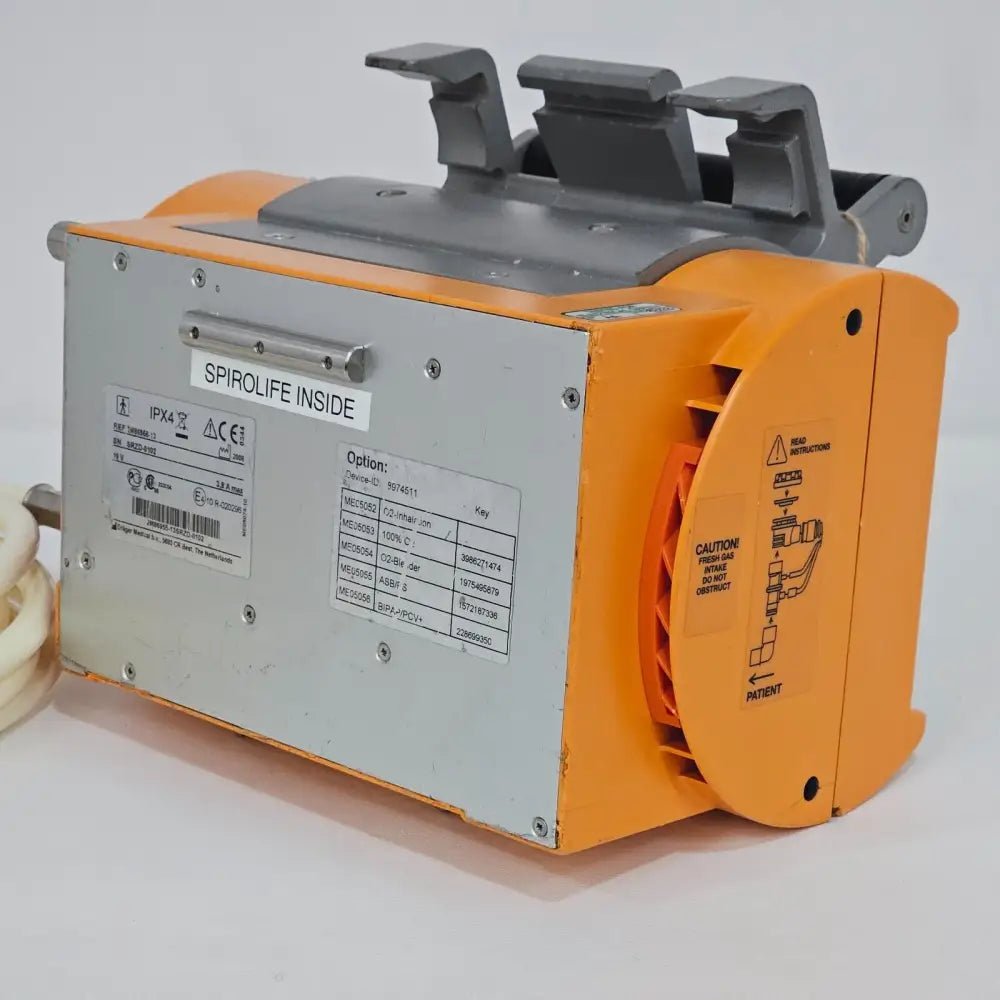 Dräger Oxylog 3000 transport ventilator angled view showing full unit condition
