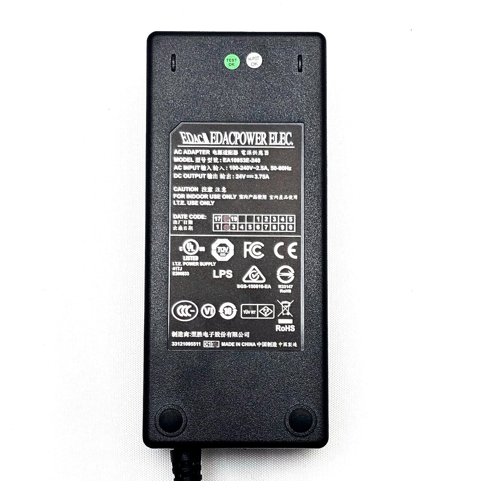 EDAC Power Elec. AC 3-PIN Adapter EA10953E-240 24V 3.75A 4 EXFO FTB-1 Pro v2