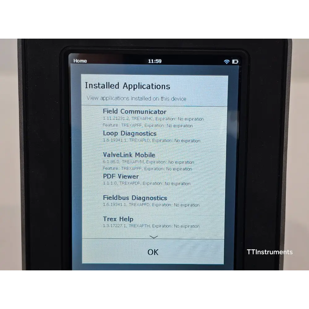 Emerson AMS Trex TREXLFPKLWS3S ATEX IECEx intrinsically safe label on device side panel