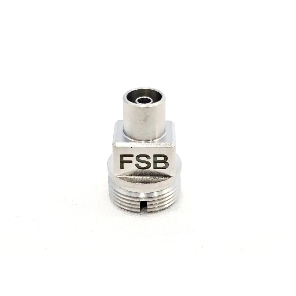 EXFO FSB FC SC Bulkhead Fiber Scope Adapter — front view showing stainless steel body and threaded base