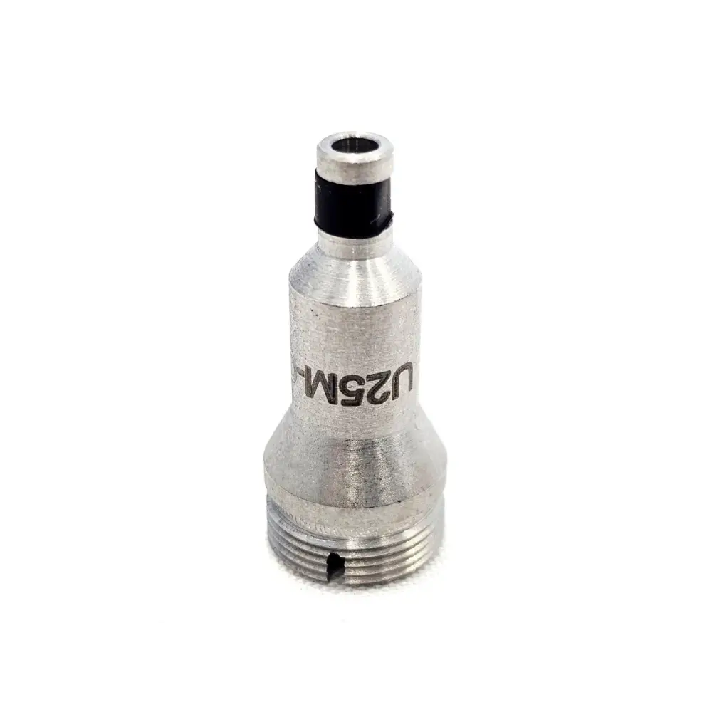 EXFO U25M-C 2.5mm UPC patchcord tip adapter for FIP-400 series, stainless steel, front angle view