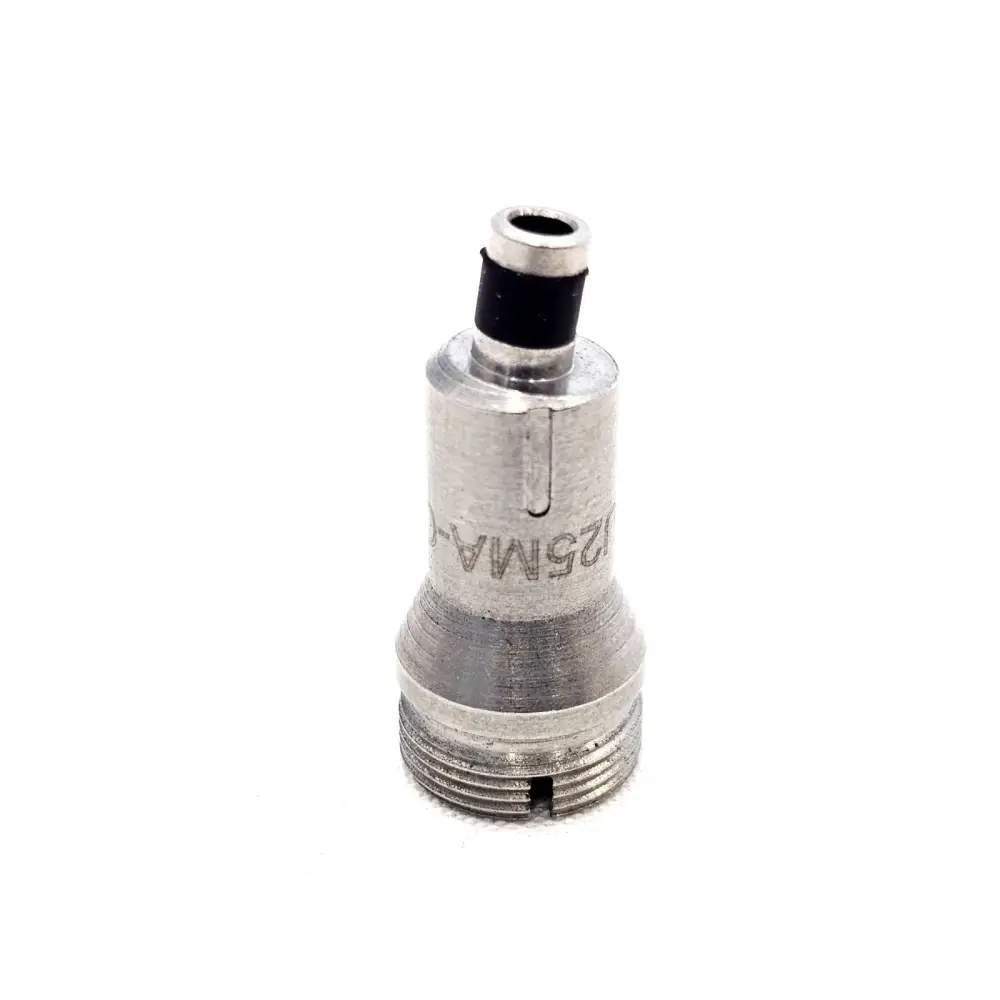 EXFO U25MA-C 2.5mm APC patchcord fiber scope adapter tip, stainless steel, showing threaded base and ferrule