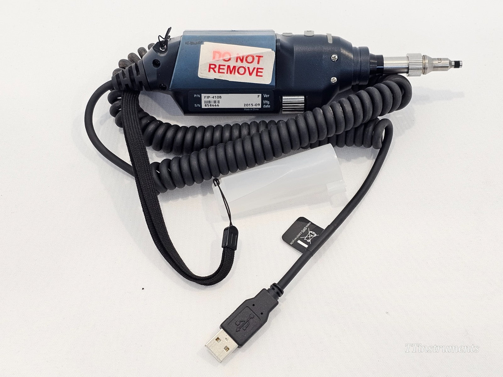 EXFO FIP-410B fiber inspection probe tip removal and swap detail showing 1.25mm U12 APC tip