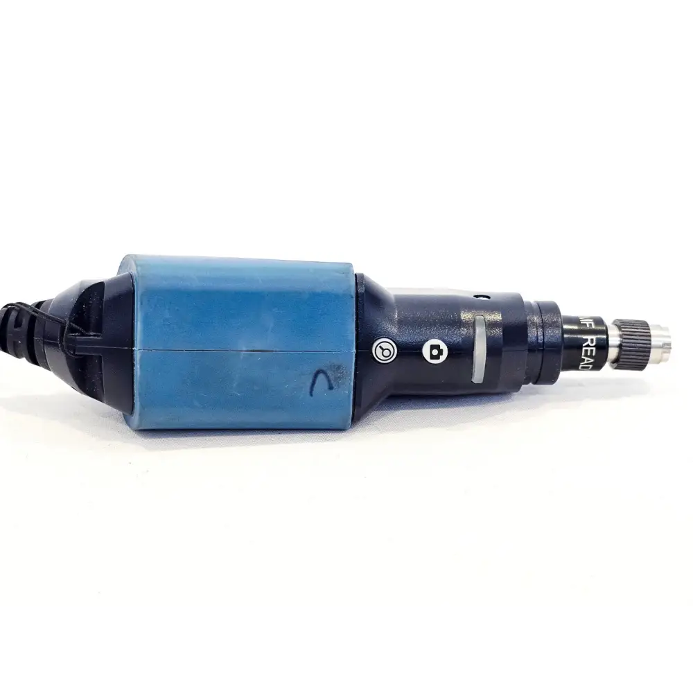 EXFO FIP-430B MF Ready fibre inspection probe side view showing blue housing, capture button and tip end