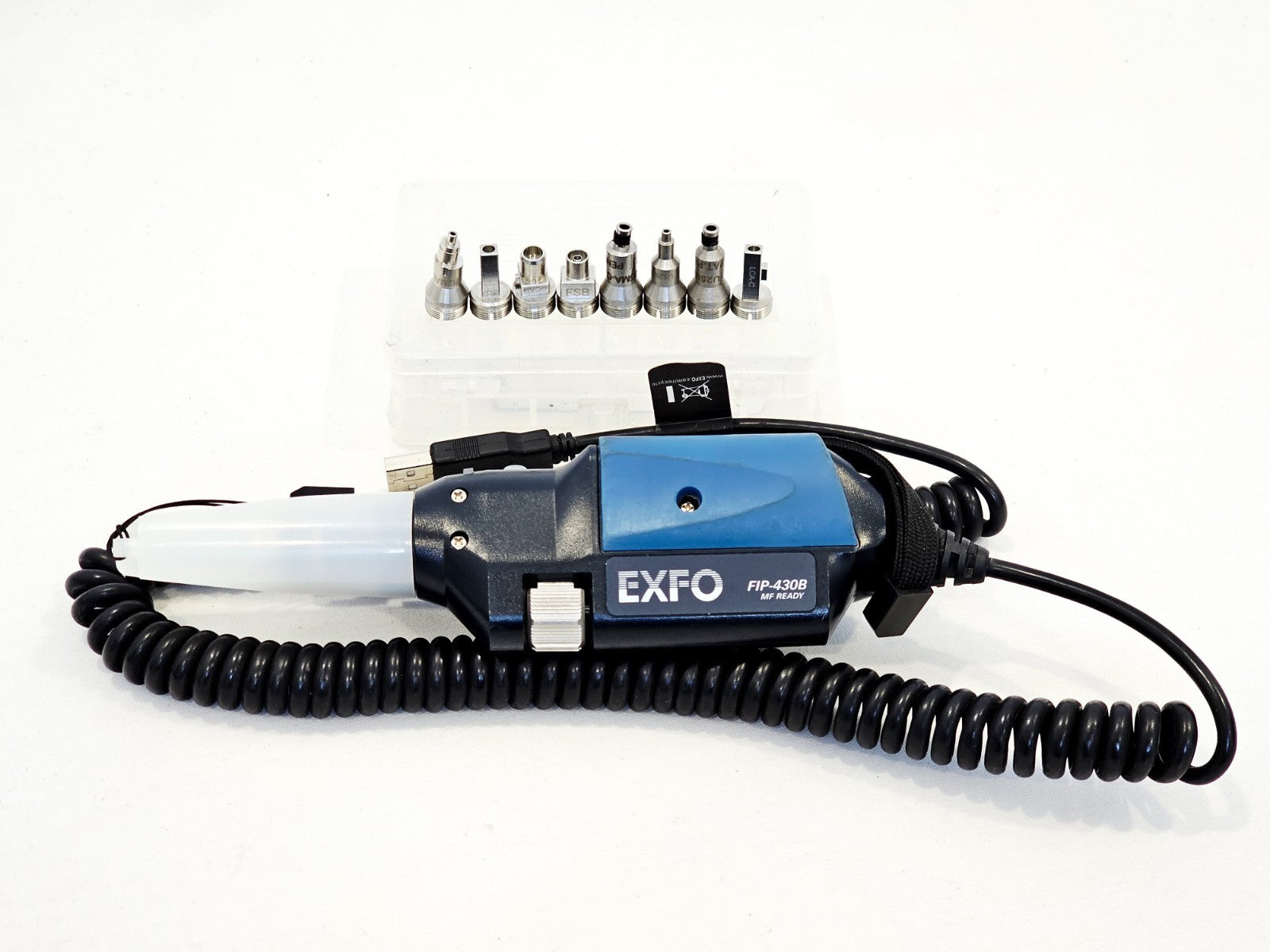 EXFO FIP-430B Fiber Inspection Scope with 8 Tips Bulkhead Patchcord 1.25 + 2.5mm0