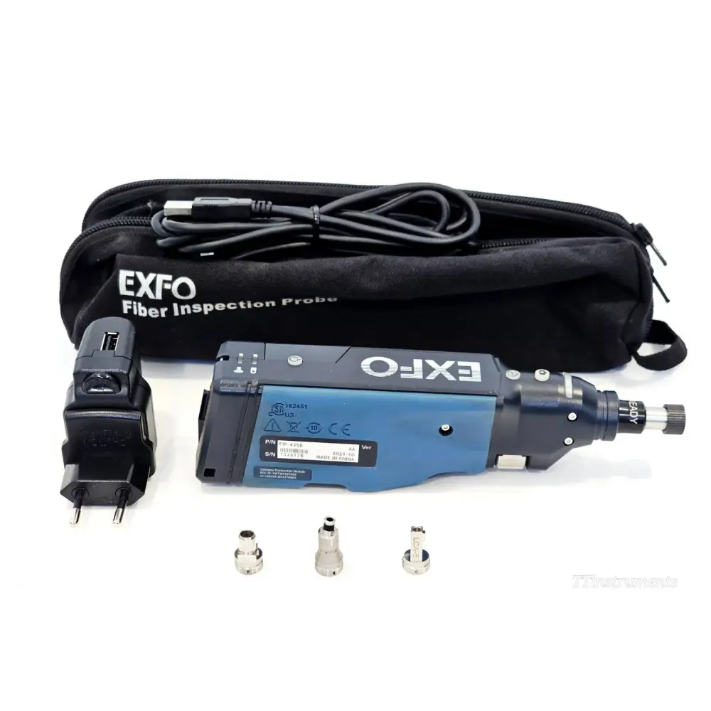 EXFO FIP-435B wireless fibre inspection probe with 3 APC tips, EU charger, USB cable and carry bag