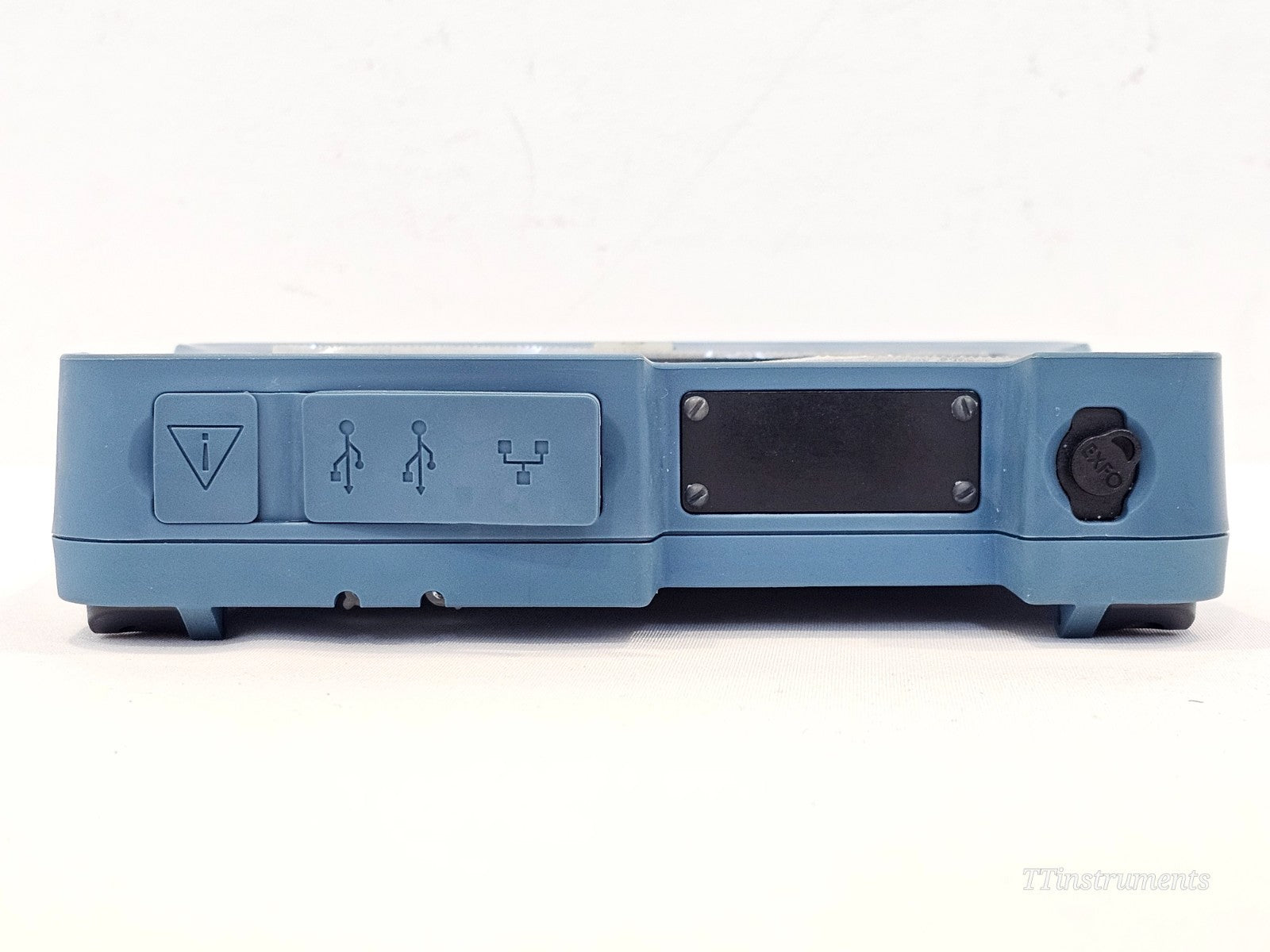 EXFO FIP-435B probe LED indicators showing Wi-Fi and battery status lights