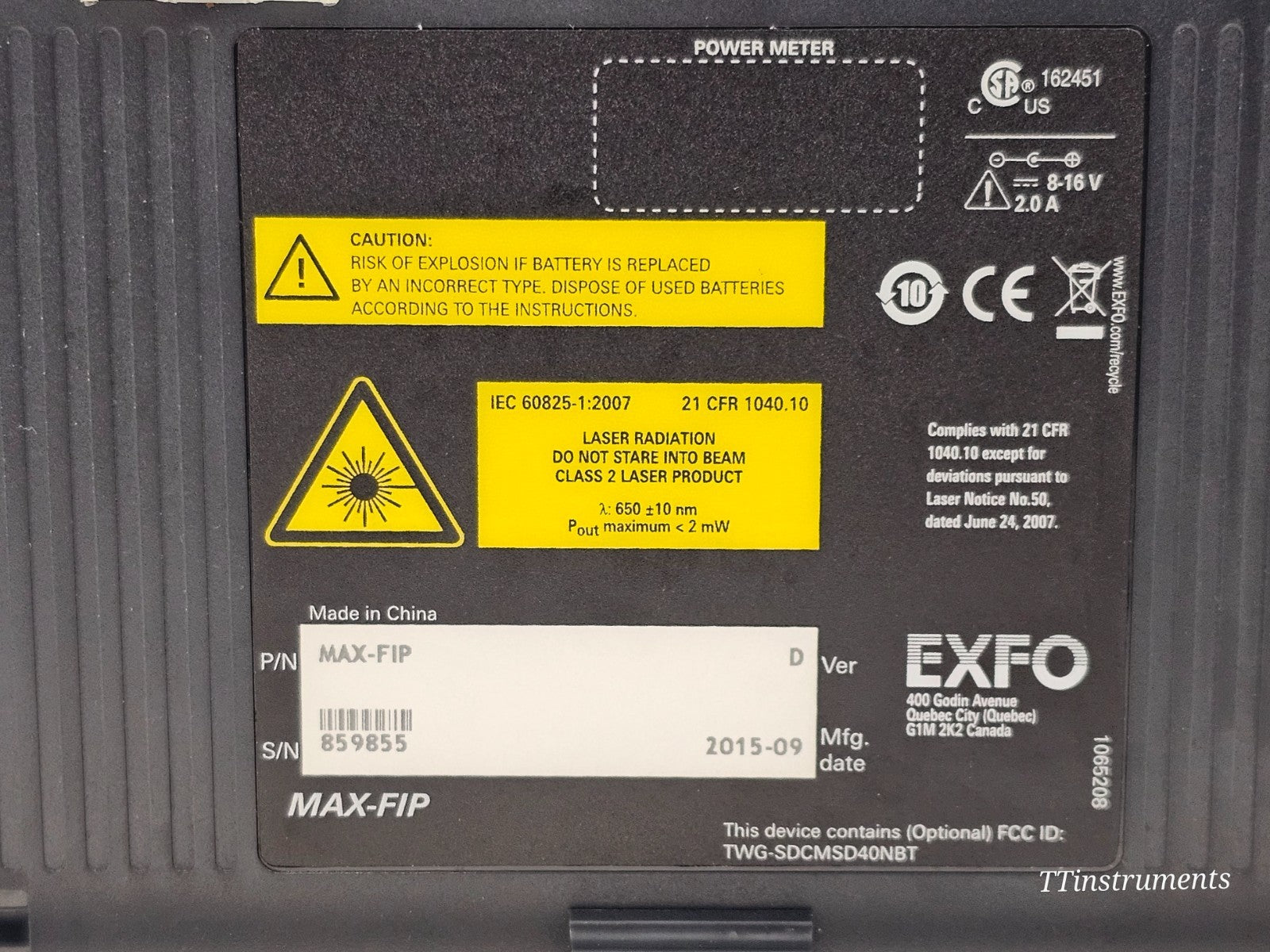 EXFO MAX-FIP viewer showing ConnectorMax2 pass/fail connector certification screen