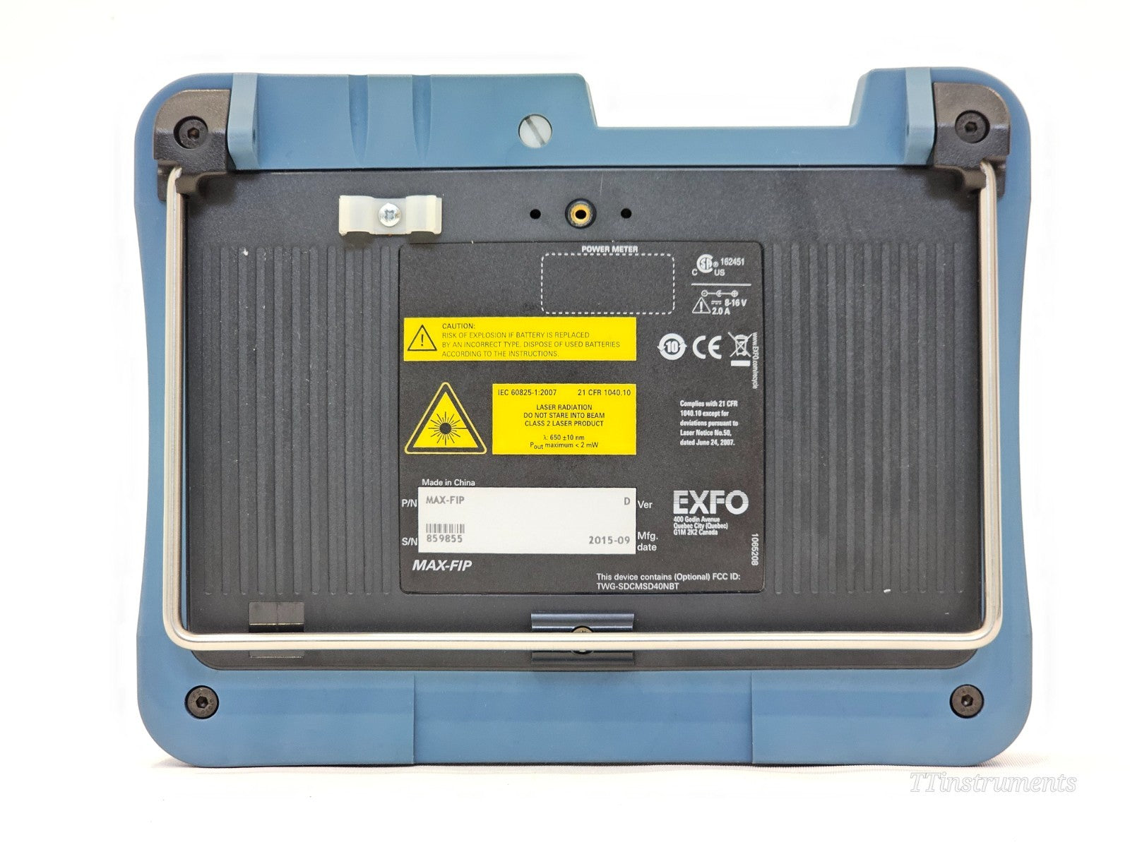 EXFO FIP-435B wireless probe and MAX-FIP viewer shown together with carry bag
