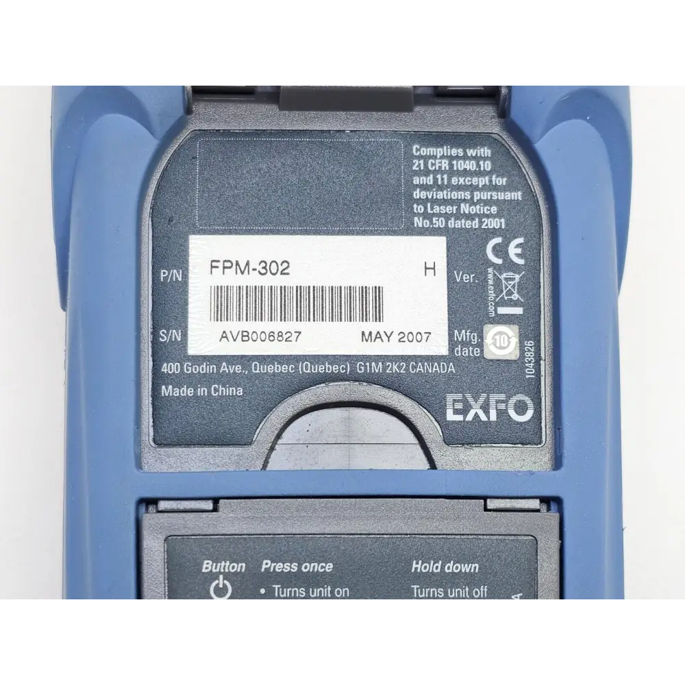 EXFO FPM-300 PON power meter with SC adapter attached to optical port