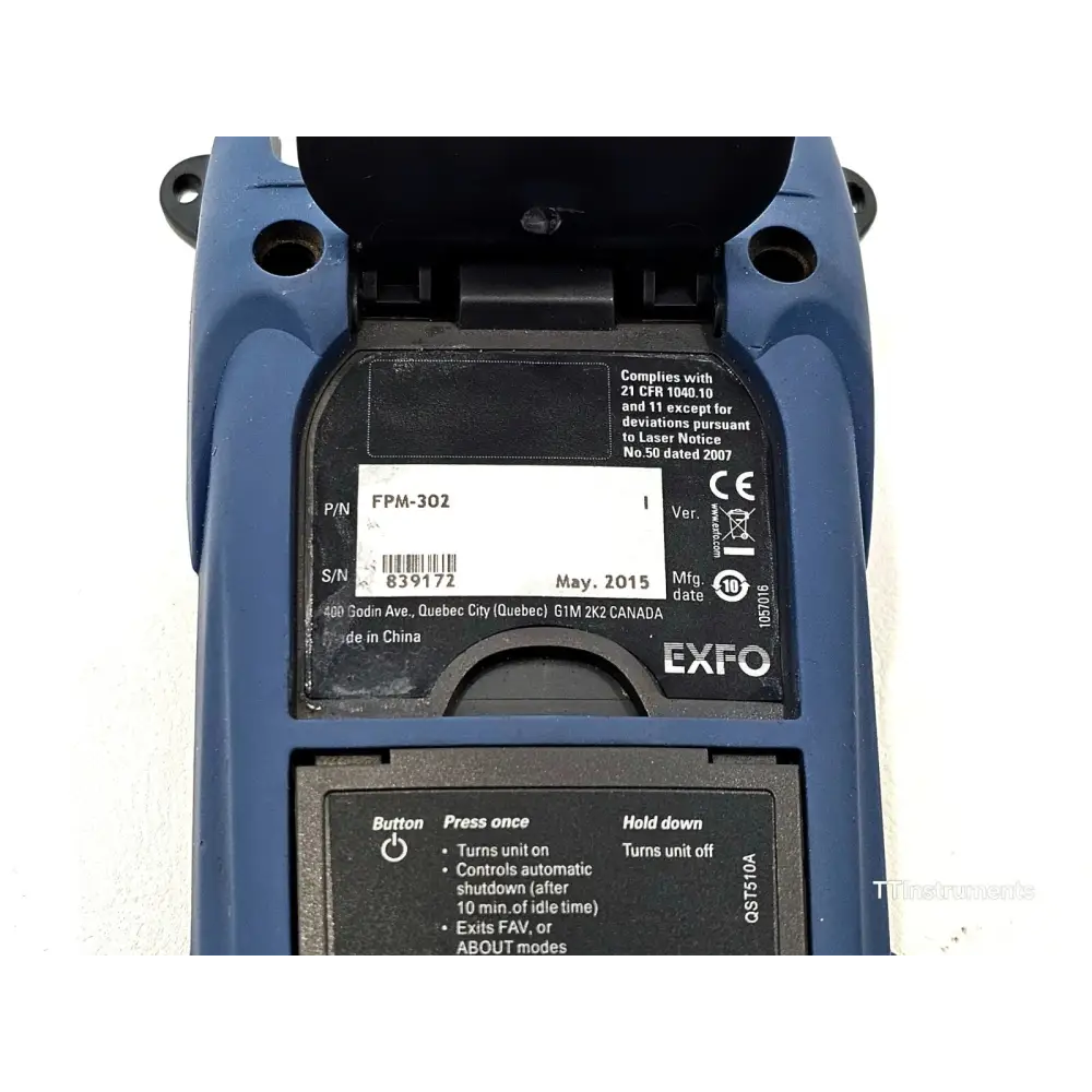 EXFO FPM-300 power meter with AC power adapter supplied as part of the set