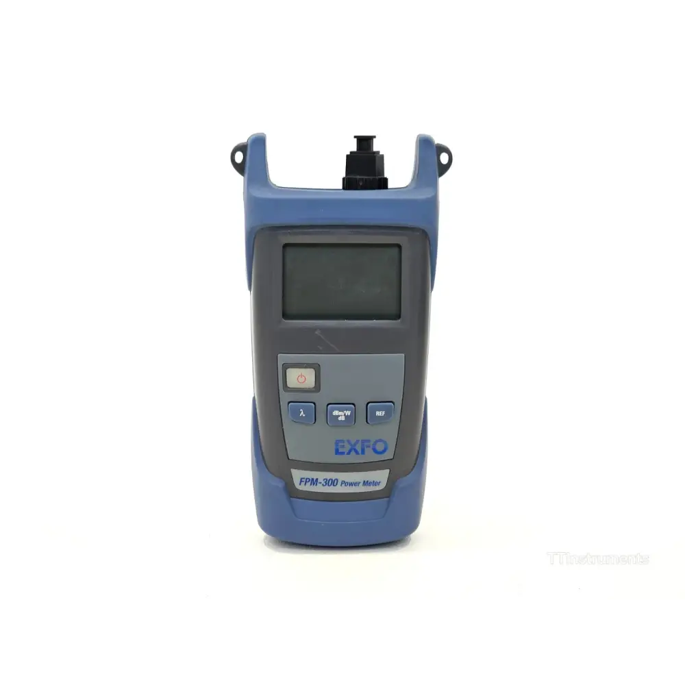 EXFO FPM-302 handheld power meter showing SC adapter fitted to detector port