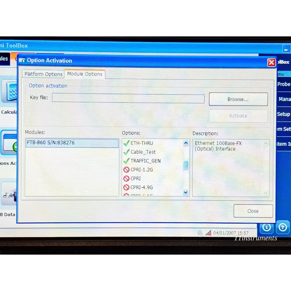 EXFO FTB-1 Mainframe with FTB-860 Ethernet Tester 1G RFC 2544 Ether SAM