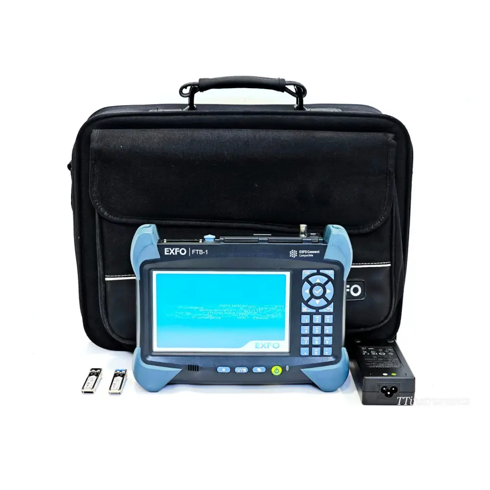 EXFO FTB-1 with FTB-860 Ethernet tester, carry case, two SFP modules and AC power adapter