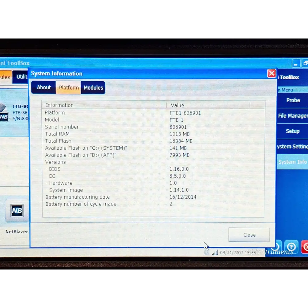 EXFO FTB-1 Mainframe with FTB-860 Ethernet Tester 1G RFC 2544 Ether SAM