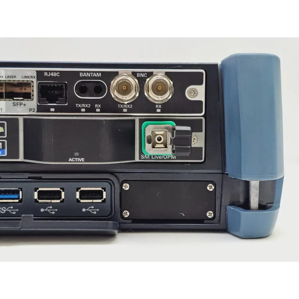 EXFO FTB-1 Pro FTB-730Gv2-SM8-OPM singlemode OTDR overall view showing full unit with module attached