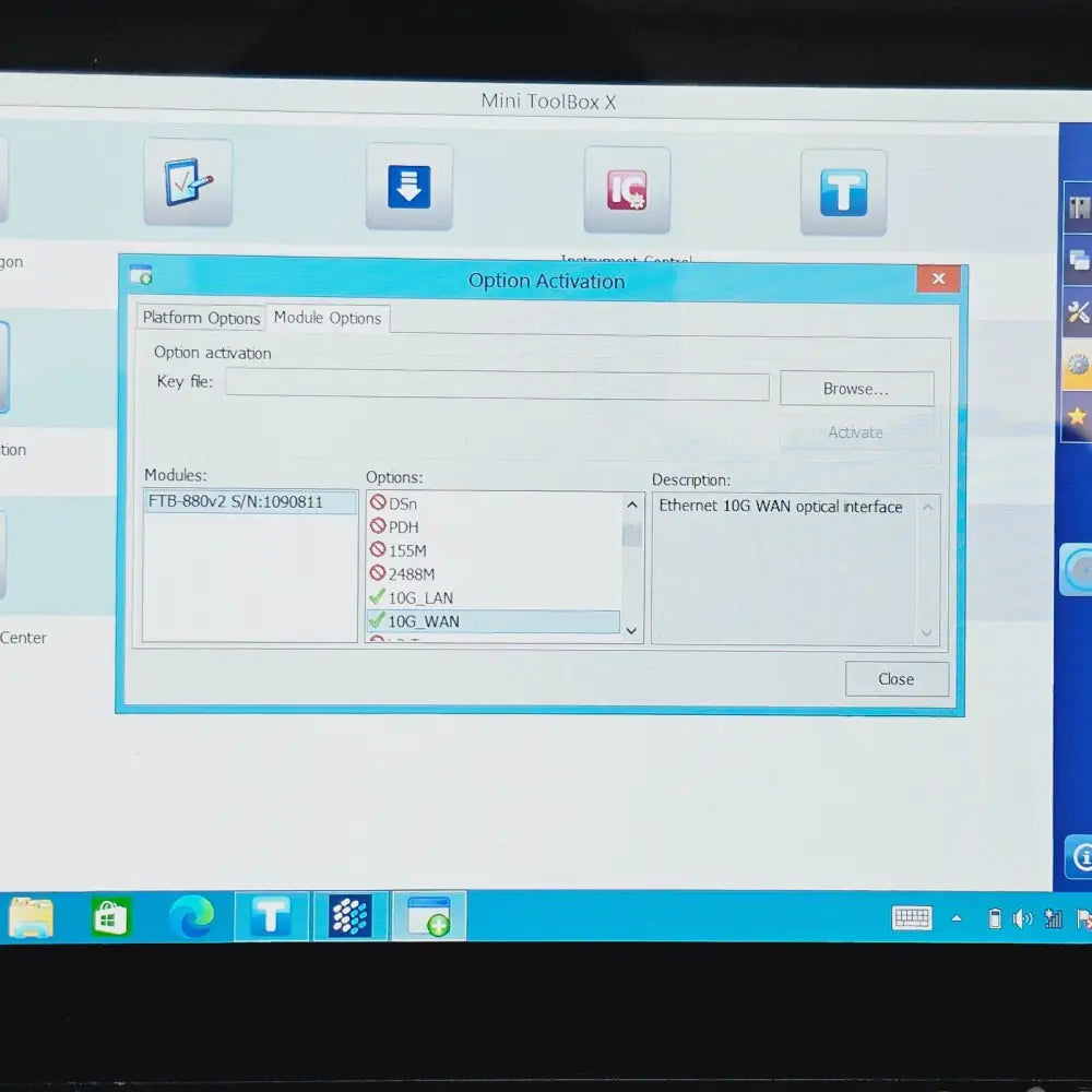EXFO FTB-1 Pro EtherBERT test results displayed on touchscreen