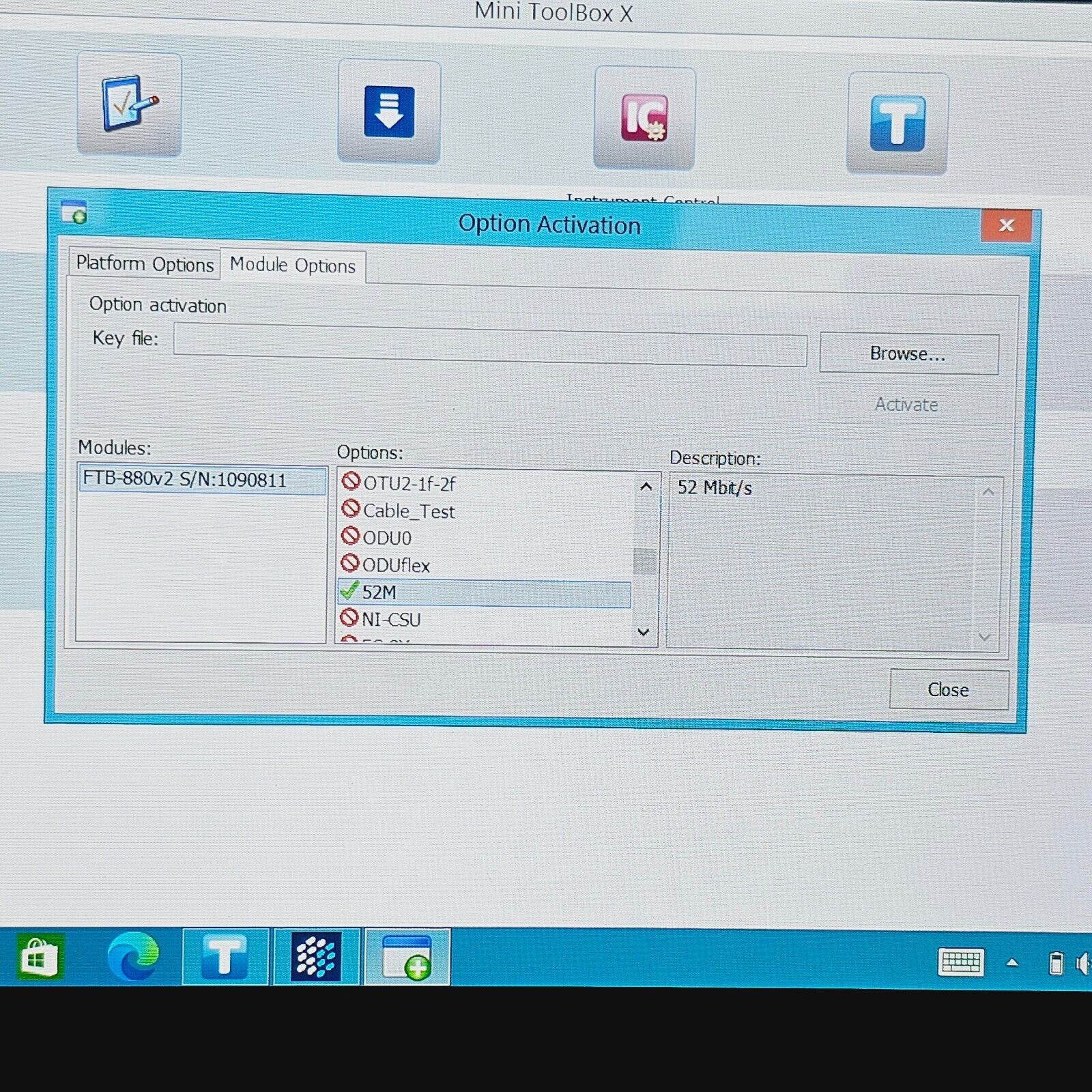 EXFO FTB-1 Pro system running SONET SDH 52Mbit/s test application