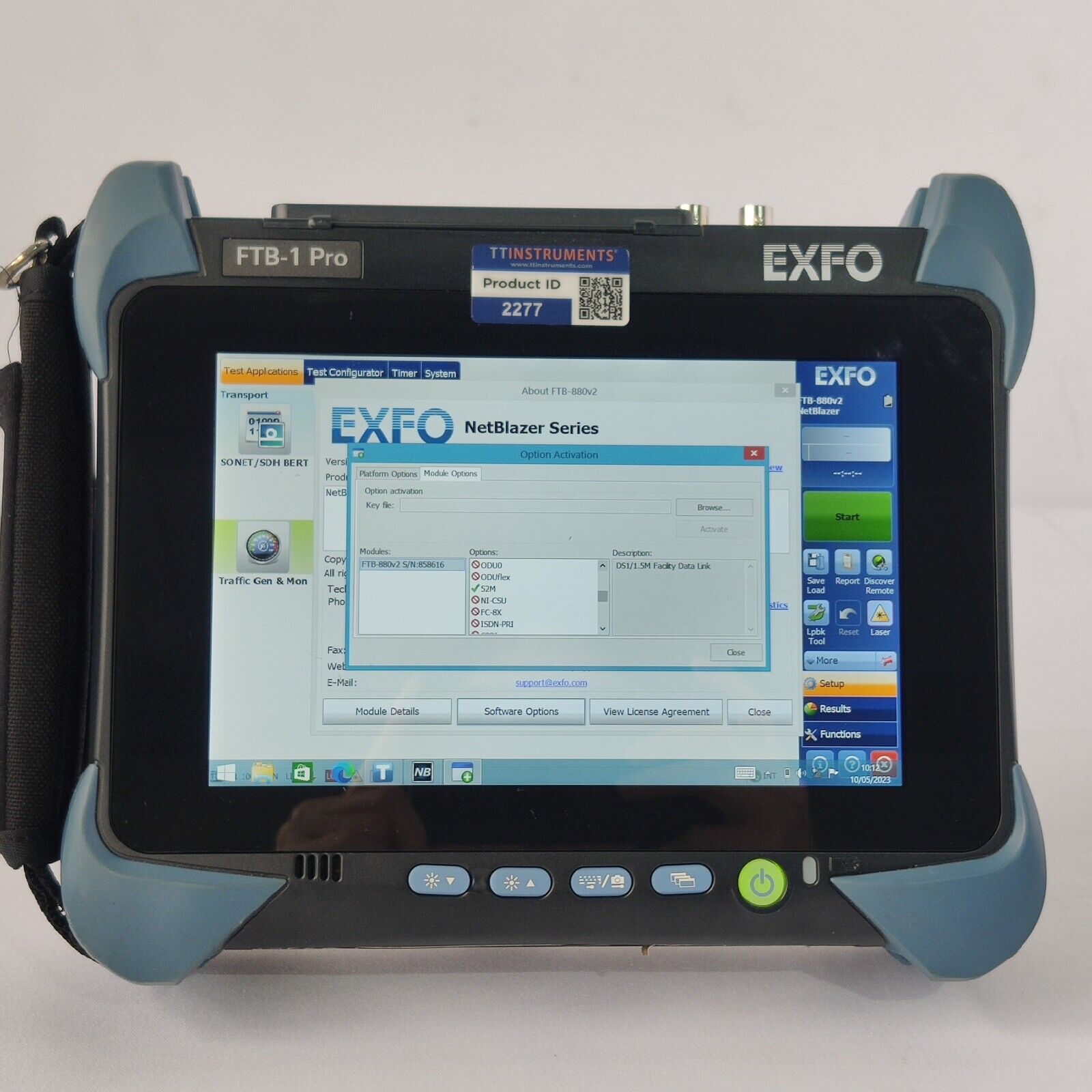 EXFO FTB-1 Pro w/ FTB-880v2 NetBlazer GigE Optical Electrical Tester 1G Gigabit