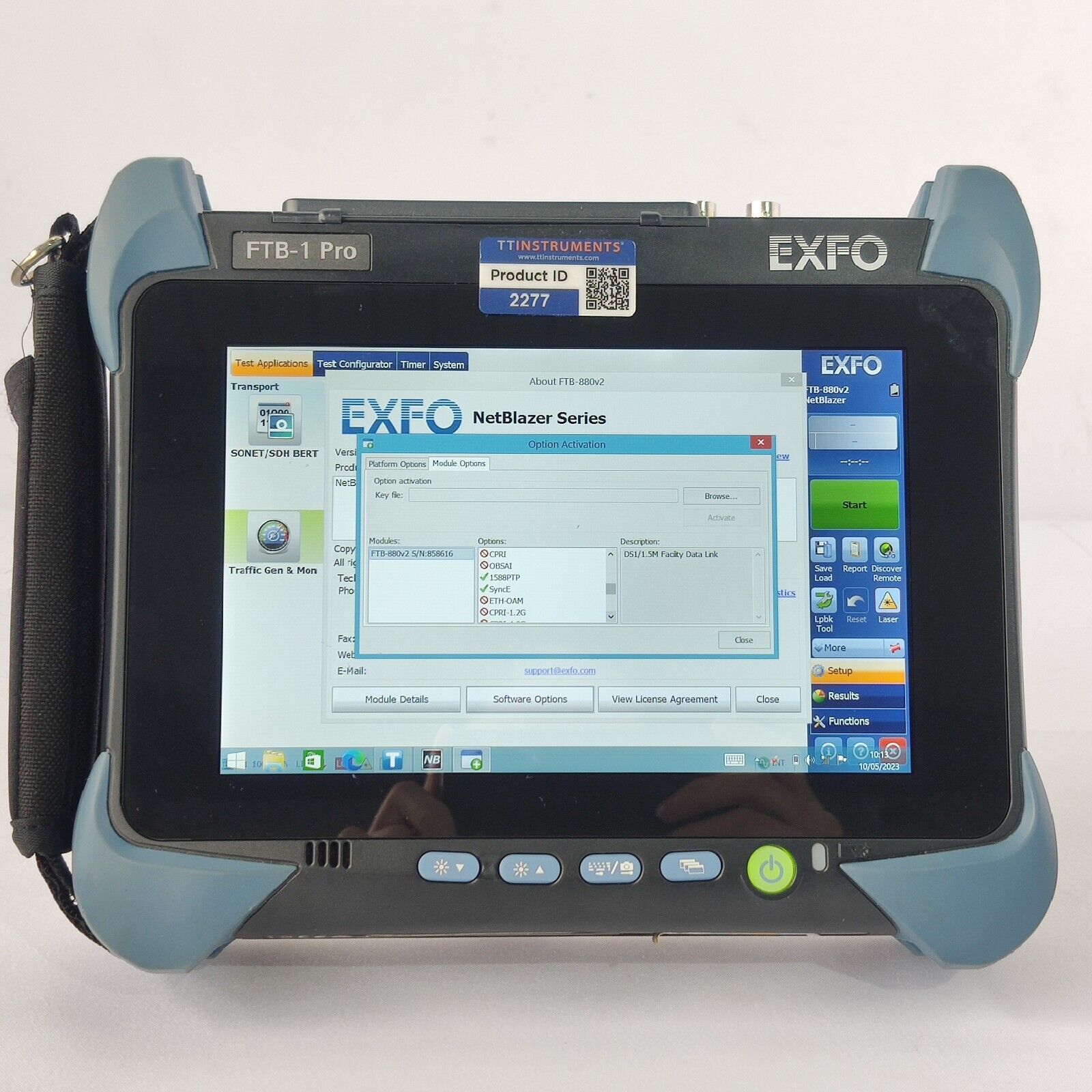 EXFO FTB-1 Pro w/ FTB-880v2 NetBlazer GigE Optical Electrical Tester 1G Gigabit