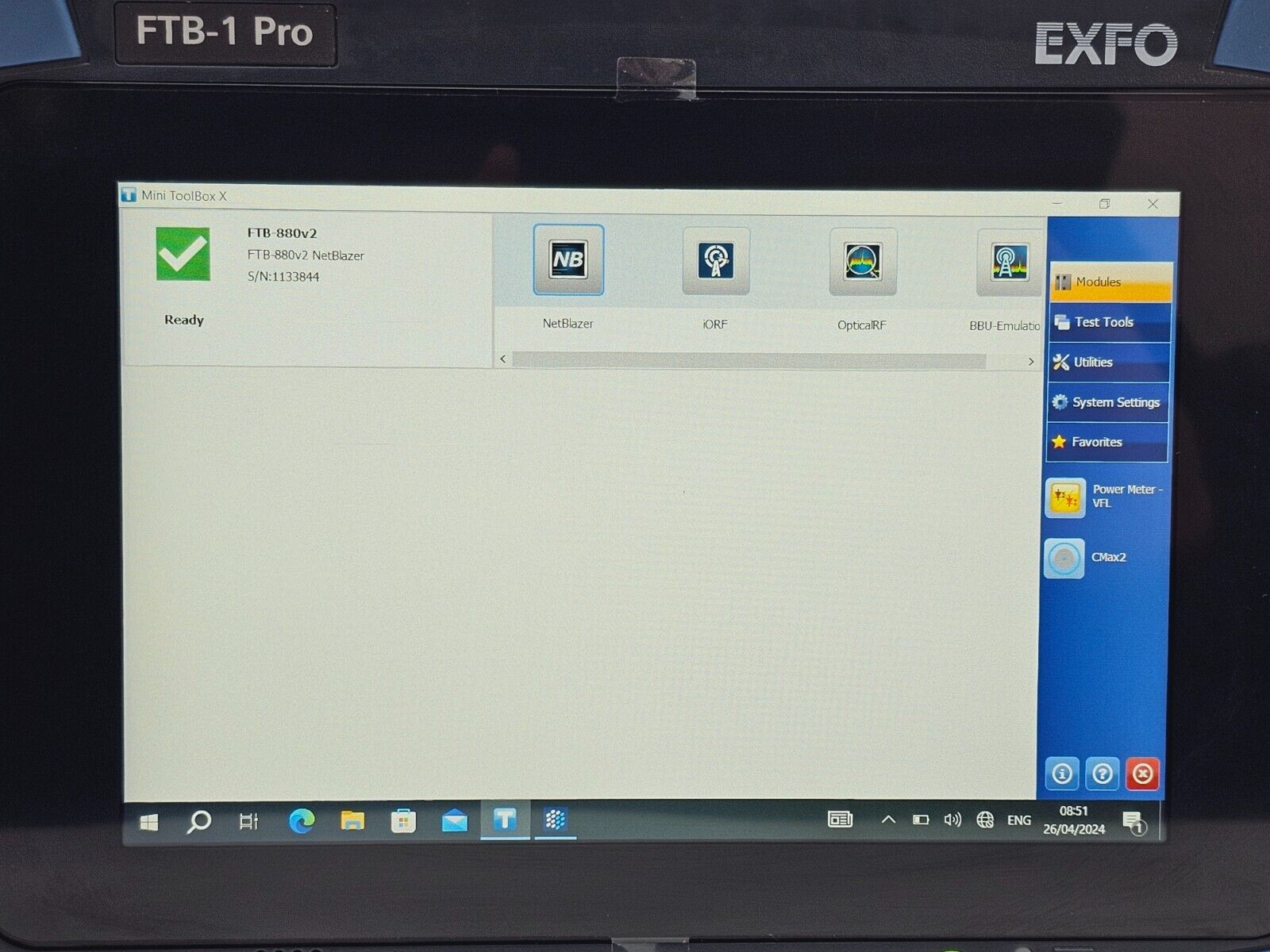 EXFO FTB-1 V2-Pro Mainframe with Power Meter & VFL FTB-880 v2 52M PDH SONET SDH