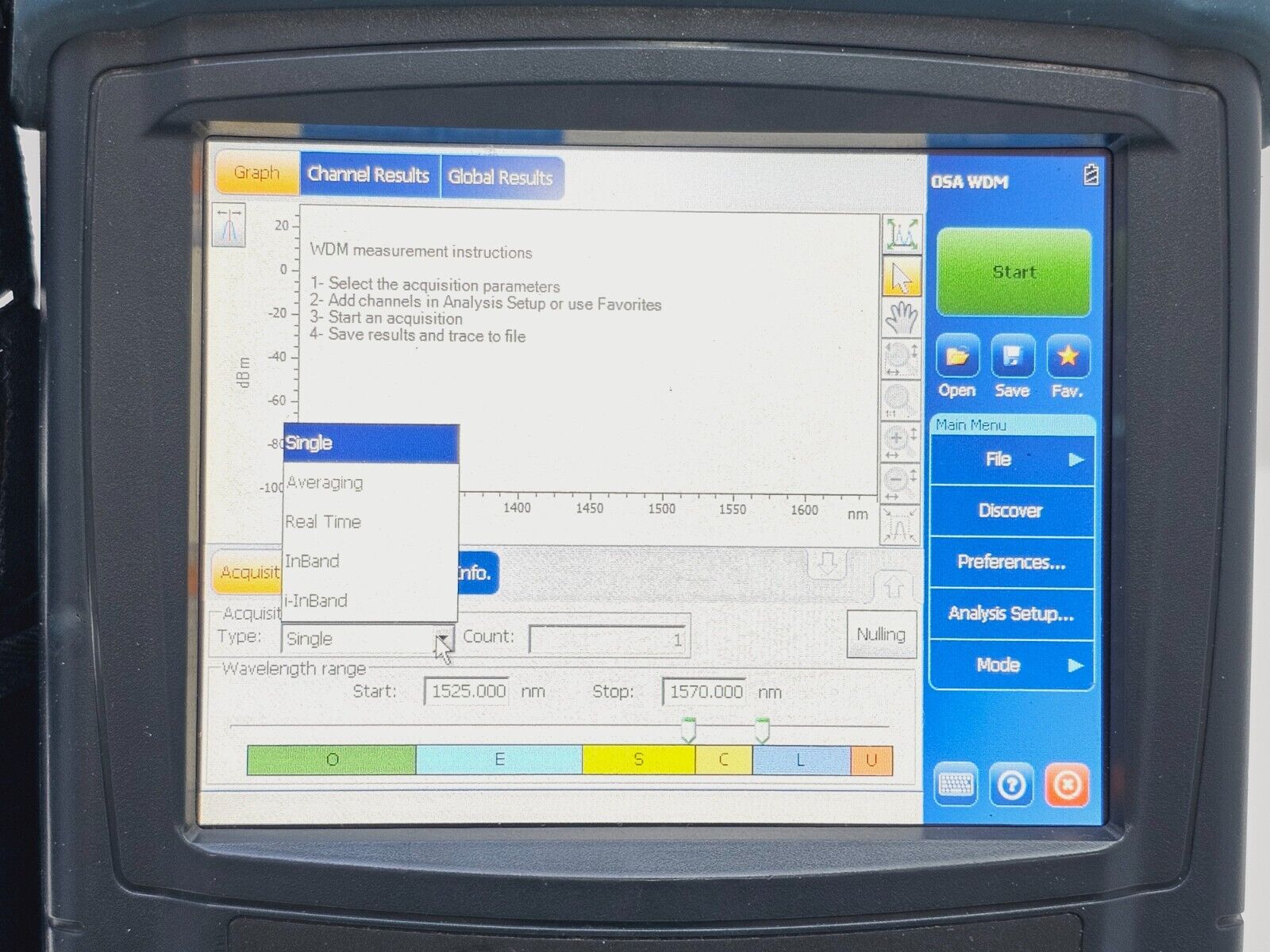 EXFO FTB-200 Mainframe w/ FTB-5240S-P OSA Optical Spectrum Analyzer 1250-1650 nm