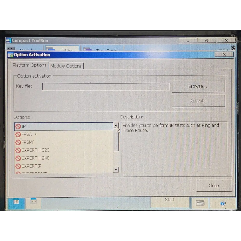 EXFO FTB-200 V2 screen close-up showing in-band OSNR measurement results