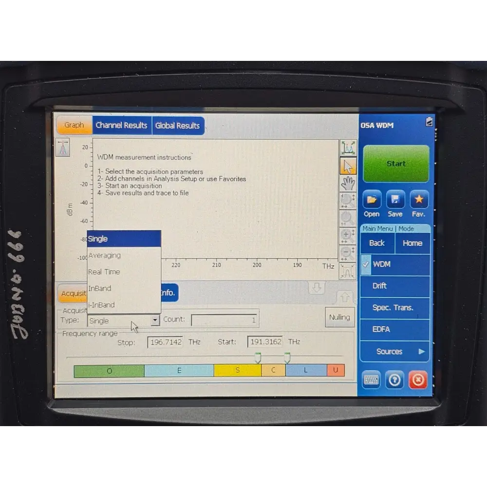 EXFO FTB-200 V2 Mainframe + FTB-5240S-P OSA INB (in-band OSNR) & ADV Options