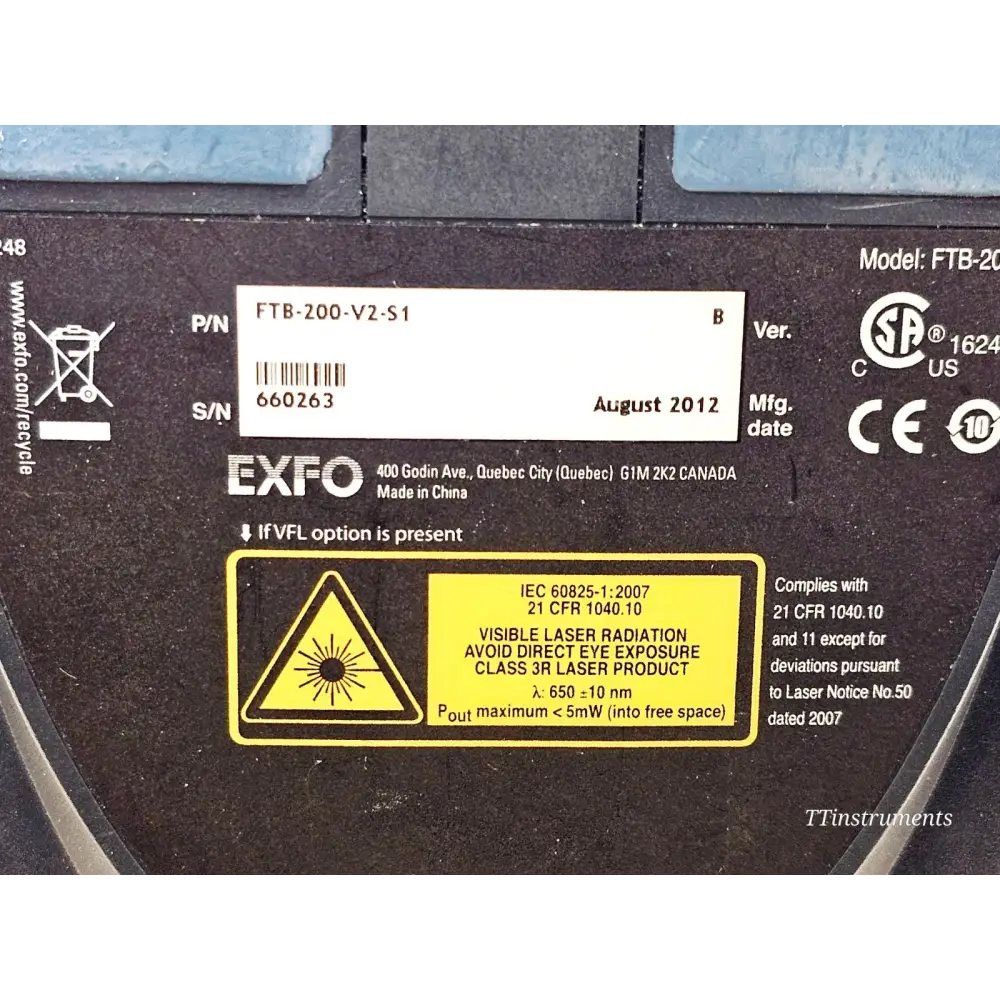 EXFO FTB-200 V2 modular mainframe showing cosmetic wear consistent with used condition