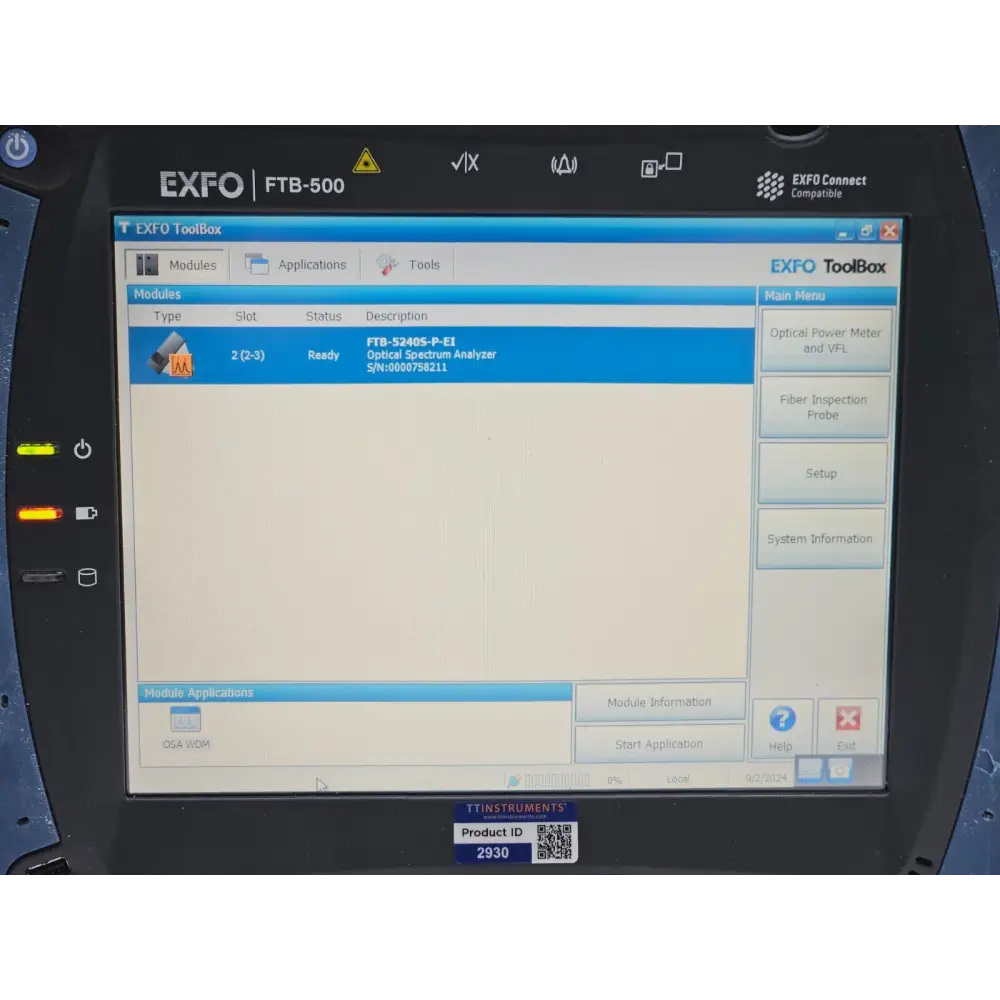 Power adapter included with EXFO FTB-500 optical spectrum analyser system
