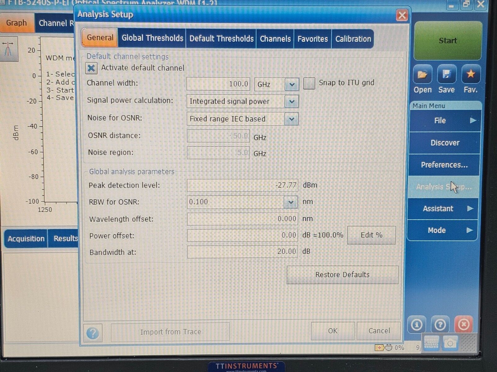 EXFO FTB-500 Platform + FTB-5240S-P Optical Spectrum Analyzer 1250-1650nm ADV