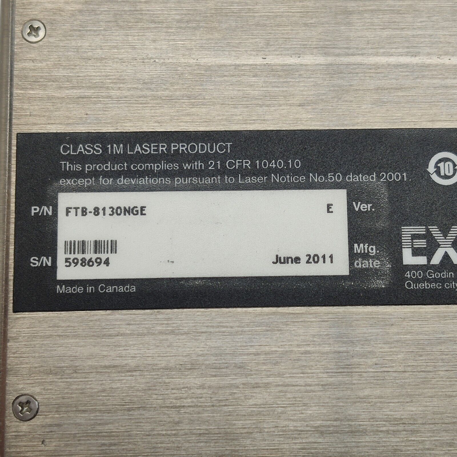 EXFO FTB-8130NGE 10G Ethernet Tester 10/100/100 BERT RFC 2544 EtherSAM Smart LB