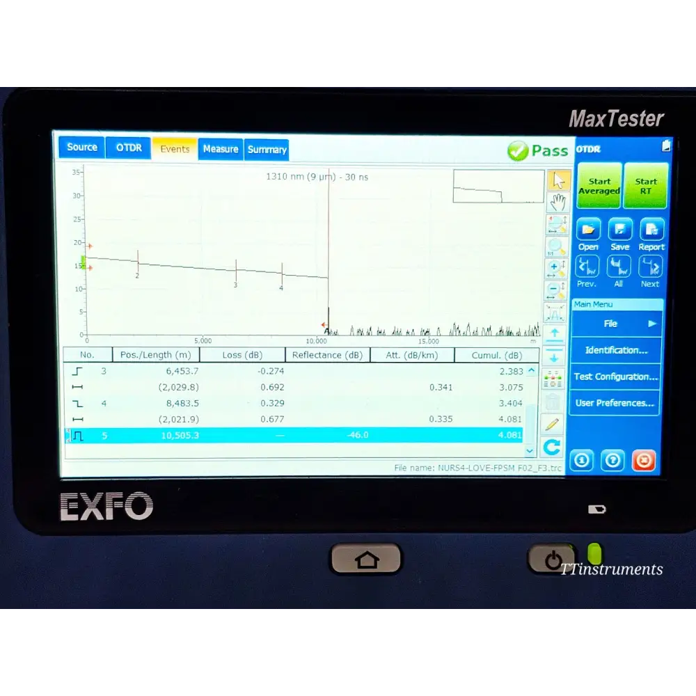 EXFO MAX-720C-Q1 MaxTester stored inside supplied carry bag
