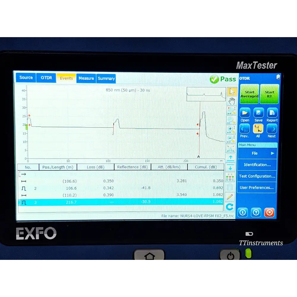 EXFO MAX-720C-Q1 serial number and manufacture date label August 2022