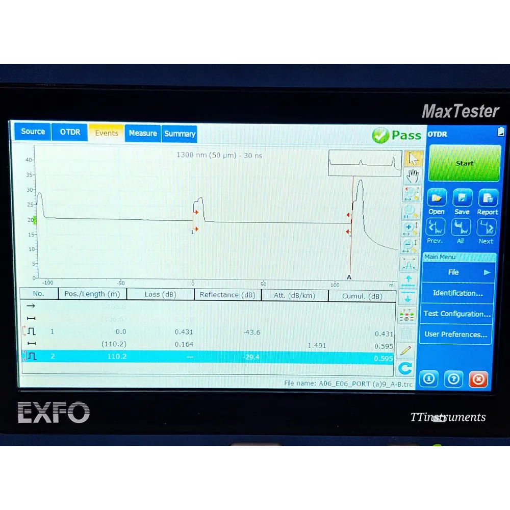 EXFO MAX-720C-Q1 QUAD SM MM OTDR iOLM MaxTester 1310/1550 & 850/1300 nm with PM.17