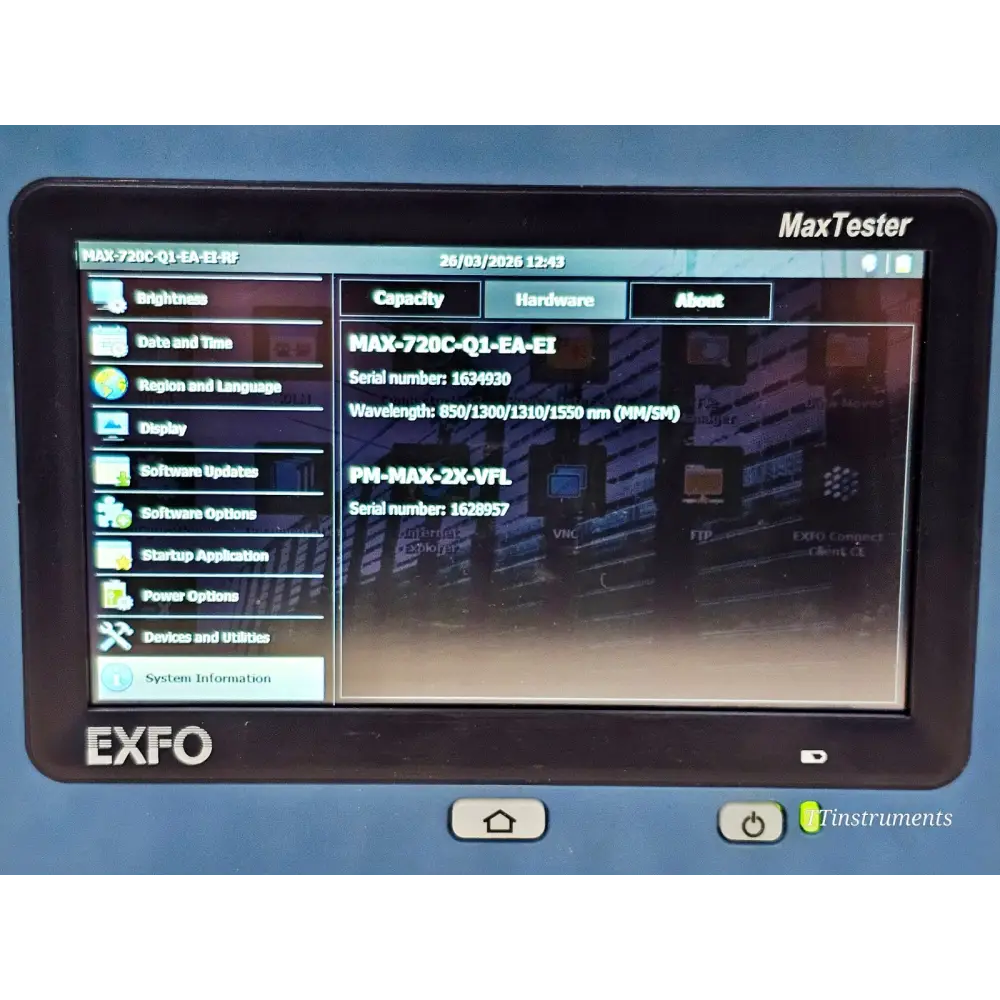 Viavi ONX-220 DSP OneExpert DSAM unit label and serial number detail